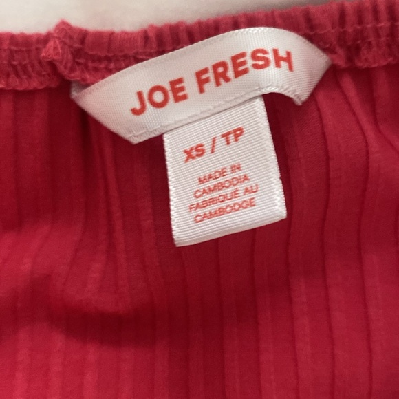 Joe Fresh Pink V Neck Summer Embroidered Short Sleeve Ribbed Shirt - Picture 8 of 9